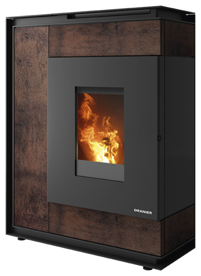 Pellet Stove Boreas Aqua Boreas Aqua sintered stone corten, top connection