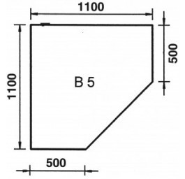 Base plate corner B5 Glas klar, 6 mm stark