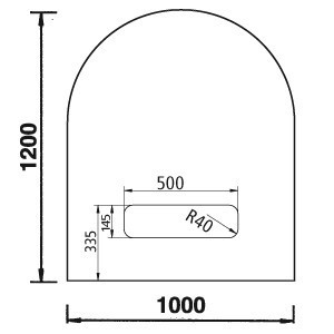 Base plate round arch B3 Rundbogen B3, Glas 6 mm mit Ausschnitt