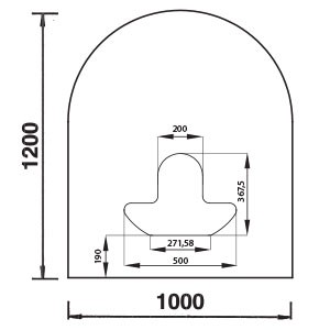 Base plate round arch B3 Rundbogen B3, Glas 6mm für Anschluss unten