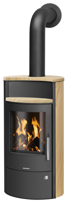 Wood stove Pori Aqua with boiler function Sandstone, corpus steel black
