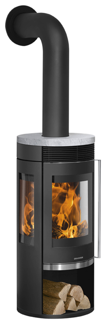 Wood stove Rota Tre 2.0 Cover plate soapstone, corpus steel black