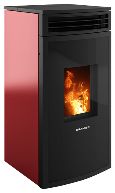 Pellet stove Neta II Bordeaux red, back connection