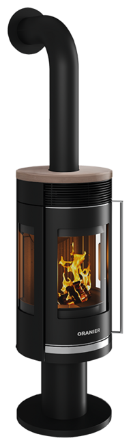 Wood stove Rota Twist Cover plate Ceramic Grappa, corpus steel black
