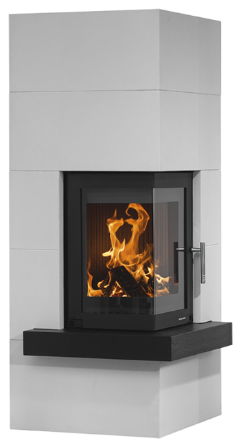 Wood stove set Club (W+) optional Mantel concrete slate, corpus steel black