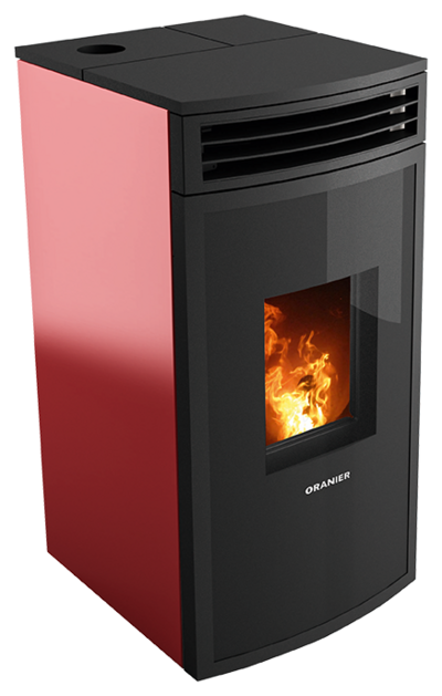 Pellet stove Neta II Bordeaux red, top connection