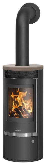 Wood stove Rota Top 2.0 Cover plate ceramic grappa, corpus steel black