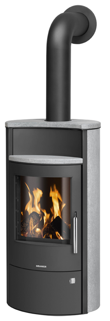Wood stove Pori Aqua with boiler function Soapstone, corpus steel black
