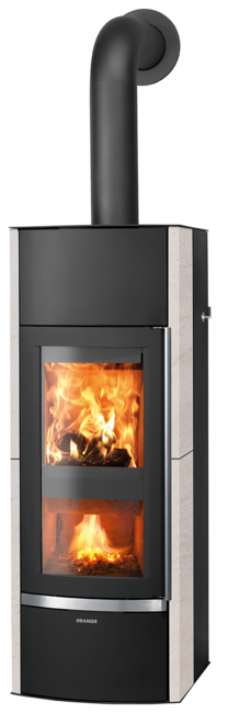 Wood gasification stove Hektos Aqua Limestone cream, corpus steel black