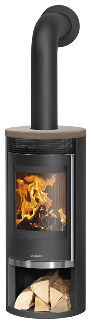Wood stove Rota 2.0 Cover plate ceramic grappa, corpus steel black