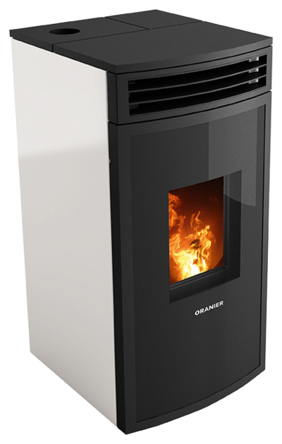 Pellet stove Neta II Silk white, top connection