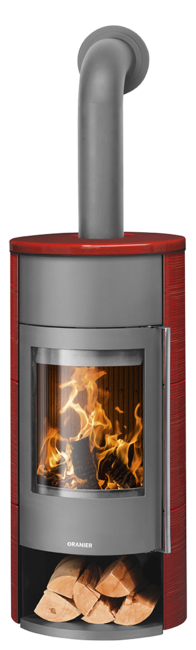 Wood stove Polar Neo W+ Ceramic Pepper red, corpus steel grey