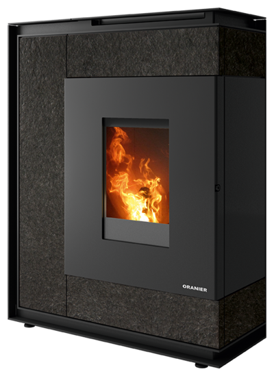 Pellet stove Boreas Sintered Stone Slate, back connection