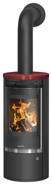 Wood stove Rota Top 2.0 Cover plate ceramic bordeaux red, corpus steel black